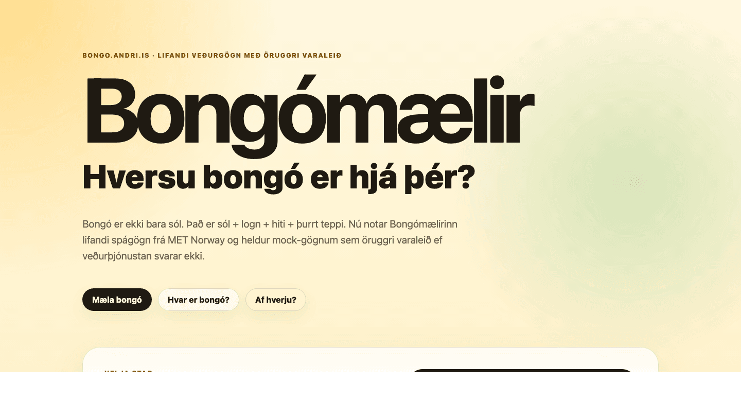 Skjáskot af Bongómælir
