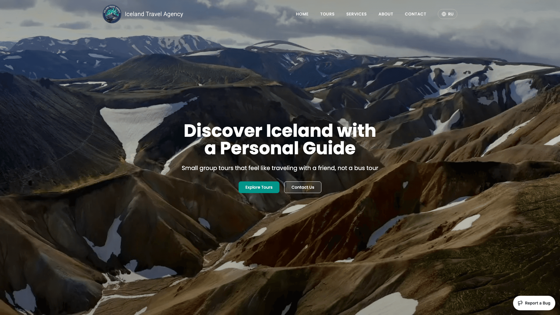 Screenshot of the IcelandTravelAgency.is website